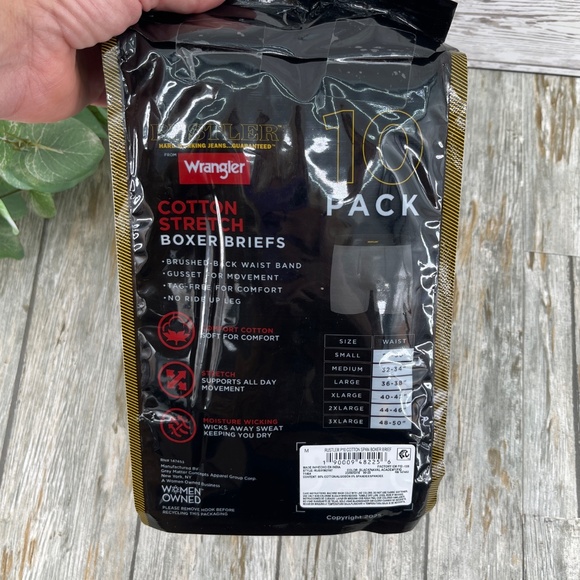 Men’s Wrangler Rustler Everyday Comfort Boxer Briefs Underwear 10-Pack Size M - Picture 4 of 11